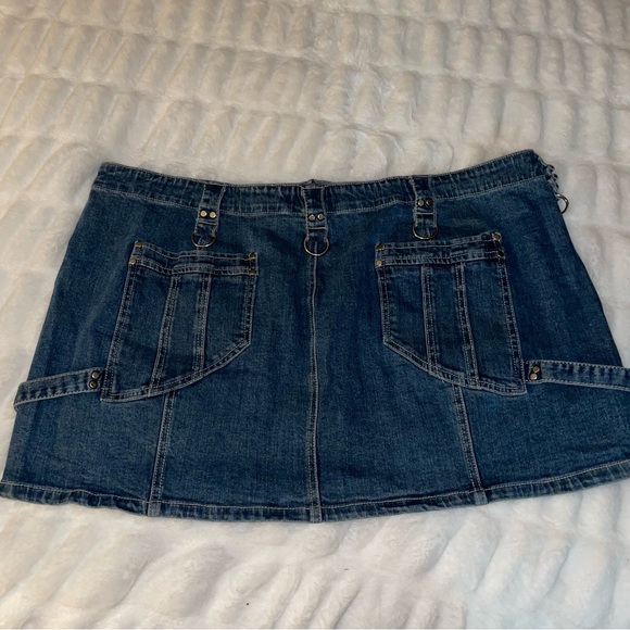 Torrid 3X Tripp NYC Curve Blue Power Denim Mini Zipper Front D Ring Skirt NWT - Picture 9 of 9